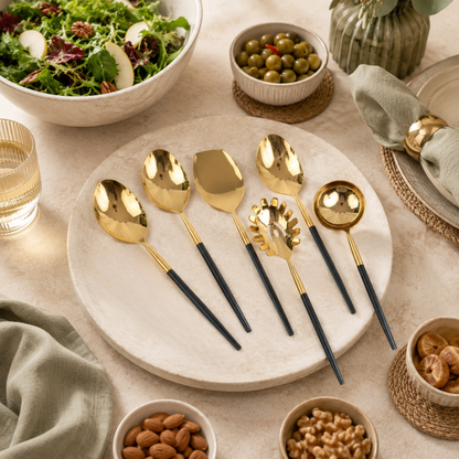 Black Gold Serving Spoons – Set of 6