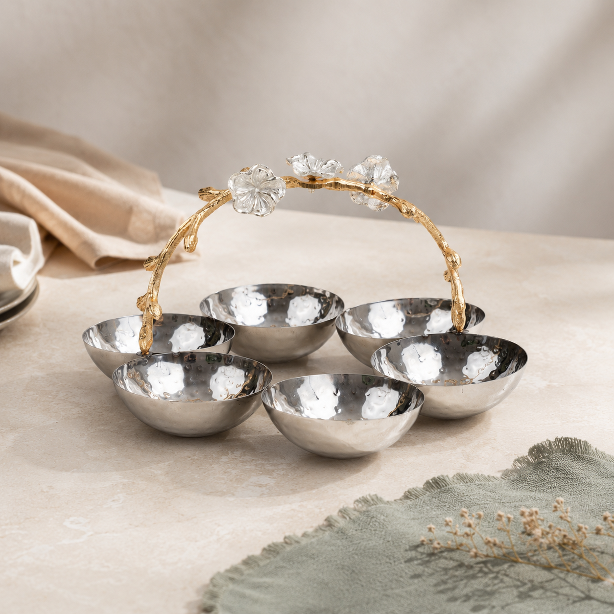 Hammered Six Bowl Server