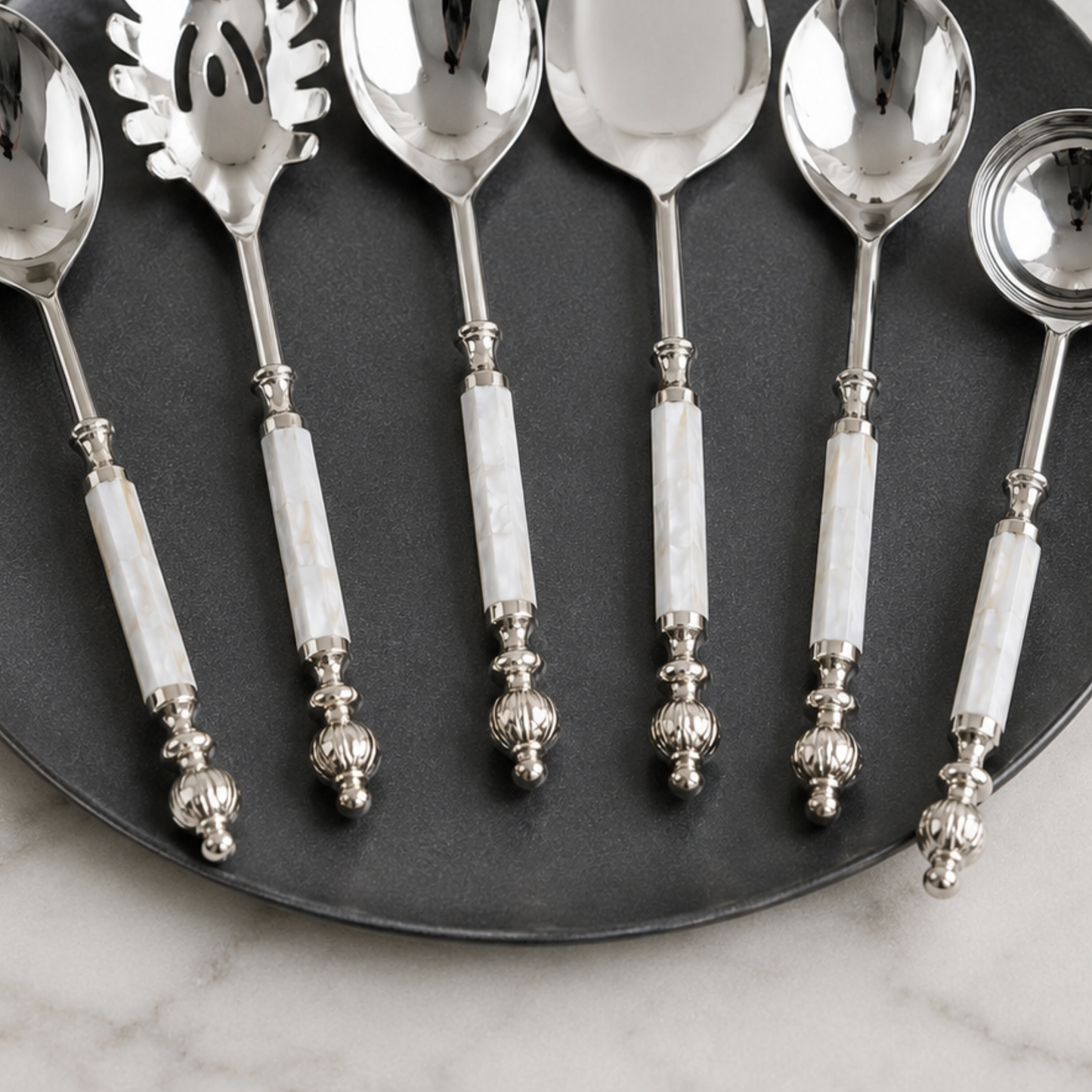 Mother of Pearl Signature Serving Spoons – Set of 6