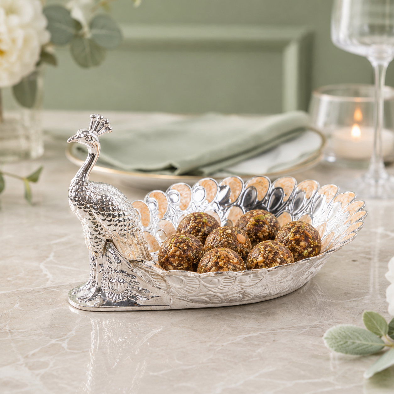 Regal Peacock Platter Peach - In Use