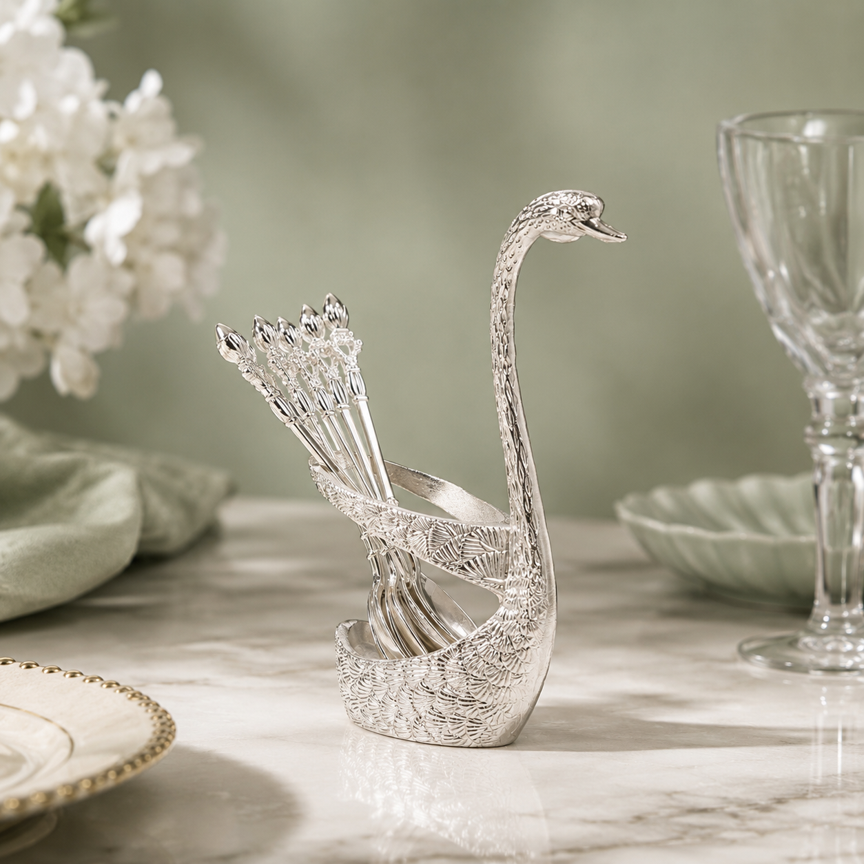 Swan dessert spoons Hero
