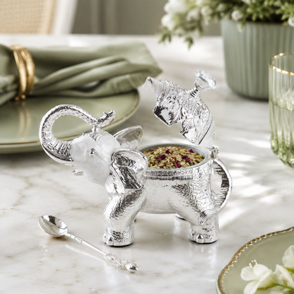 Regal Elephant Jar White - In Use