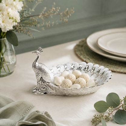 Regal Peacock Platter White - In Use
